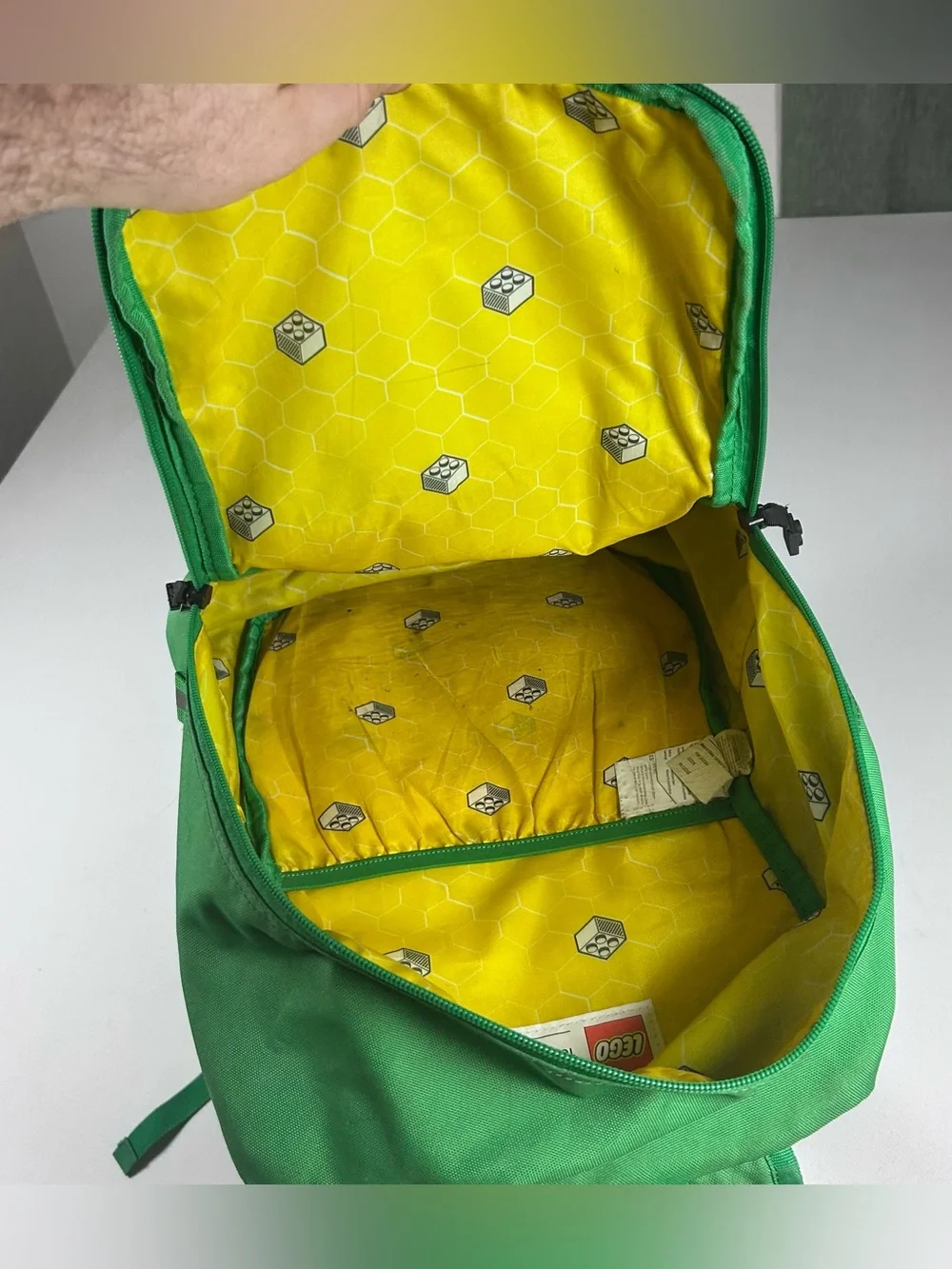 LEGO Brick Backpack Green School Travel Bag Multiple Pockets W/ LEGO Zippers